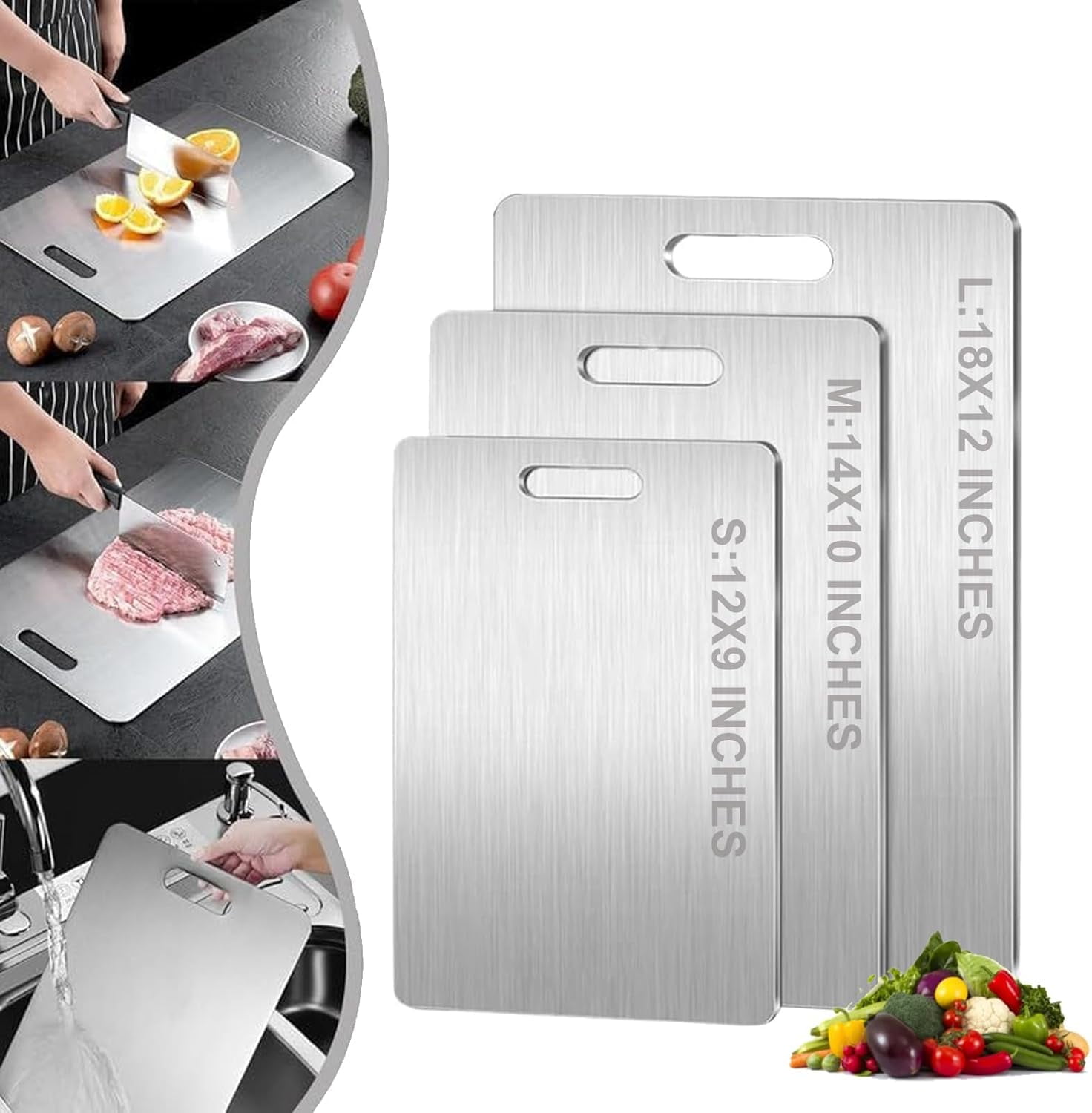 Titanium Cutting Board - 100% Pure Titanium Cutting Boards for Kitchen - Cutting Edge Hygiene & Durability, Double Sided Medical-grade Titanium Cutting Mat, Easy to Clean (12 x 9 inch)