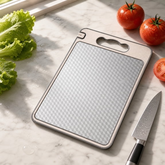 Titanium Cutting Board 14.5”×10” Dual-sided 430 And 304 Stainless Steel Daily-use Double-sided Cutting Boards titanium & PP. Built For meat, veg, fruit. Easy clean prep surface For Kitchen