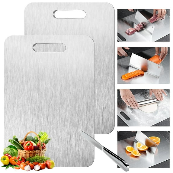 Titanium Cutting Board-2 pack Titanium Cutting Boards for Kitchen Double Sided Titanium Cutting Mat(2P-S)