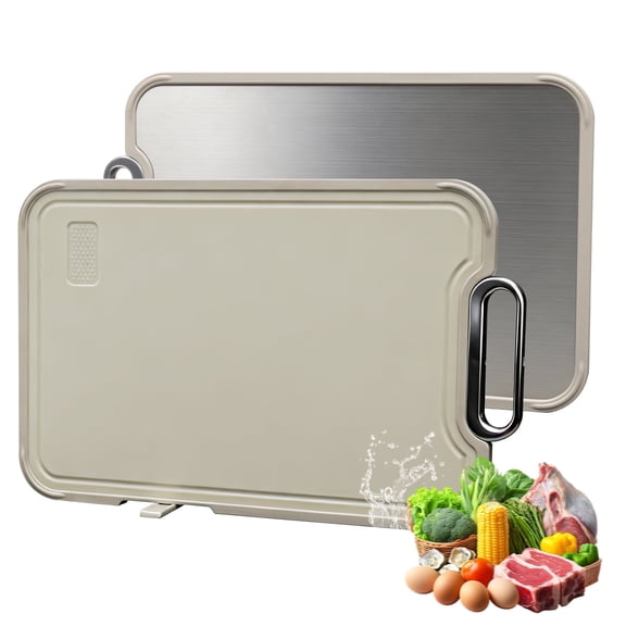 COZZIVITA Titanium Cutting Board – Double-Sided with Titanium & Wheat Straw Surface, Detachable Hanging Design, BPA-Free, Space Saving, Dishwasher Safe