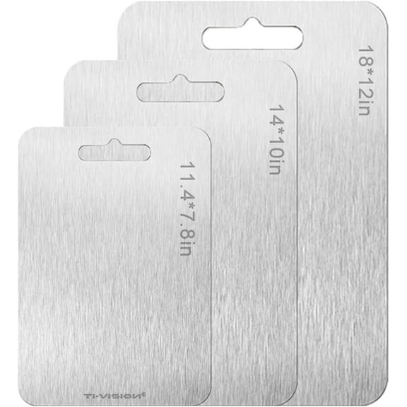 Titanium Cutting Board, Professional Kitchen Prep Surface Double-sided Ultra-thin Chopping Board Food-Grade for Meat Vegetable Fruit (Set of 3)
