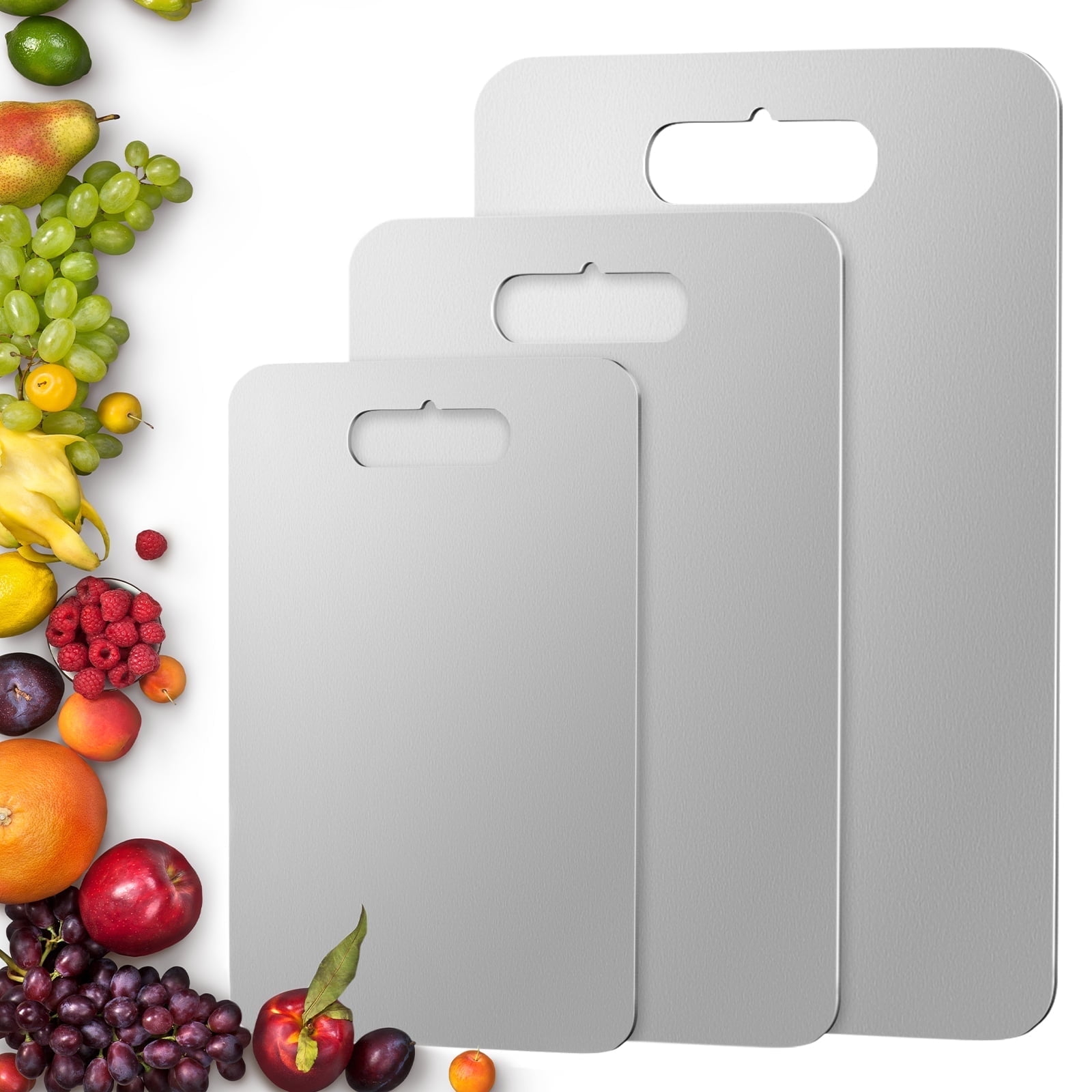 Titanium Cutting Board Set of 3, Cutting Board Double Sided Food Grade, Non-Slip Surface for Meat, Vegetables and Fruits Kitchen Appliances, Easy to Clean, S+M+L