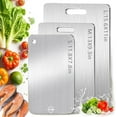 thumbnail image 1 of Titanium Cutting Board Set of 3, Stainless Steel Cutting Boards, Non Toxic, Double-Sided Food Grade Chopping Board for Outdoor Camping(15.6" x 11", 13" x 9.3", 11.8" x 7.8"), 1 of 6