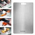 thumbnail image 1 of Titanium Cutting Board, Steel Cutting Boards For Kitchen, Double-Sided Stainless Steel Cutting Board 316 for Cutting Vegetables Meat (15.4 * 11 in), 1 of 6