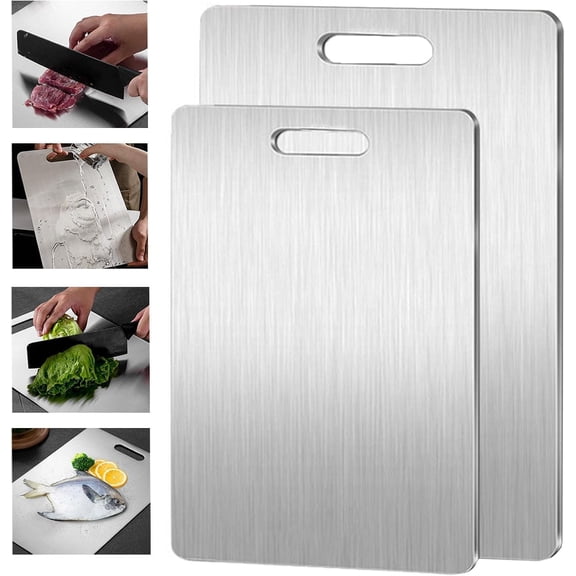 Titanium Cutting Board,Titanium Cutting Boards for Kitchen,304 Stainless Steel Food Grade Cutting Board for Meat Fruit & Vegetable (13.4 * 9inch)