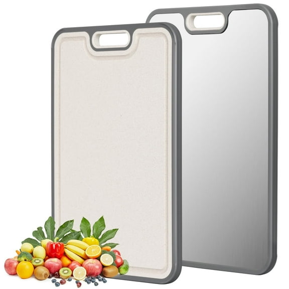 Titanium Cutting Board for Kitchen, Cutting Board Double Sided Food Grade, Pure Titanium and Wheat Straw PP, Easy to Clean Large Size 16”×11”