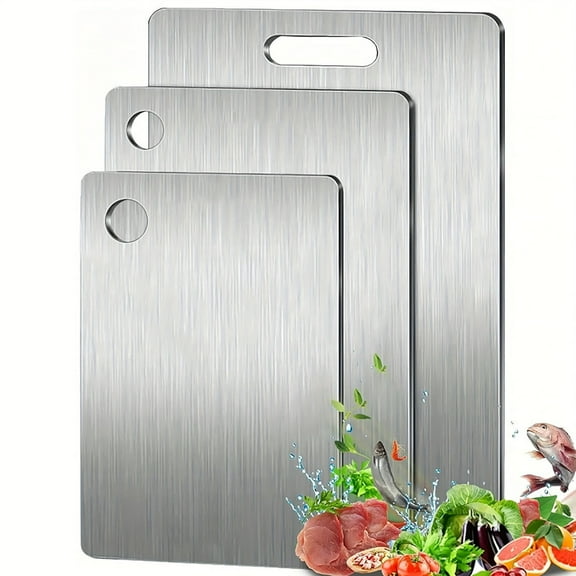 Titanium Cutting Boards - 3 Pack 100% Pure Titanium Cutting Boards for Kitchen, 2025 Non-Slip Kitchen Chopping Board for Meat, Vegetables and Fruits, Scratch Resistant & Easy to Clean