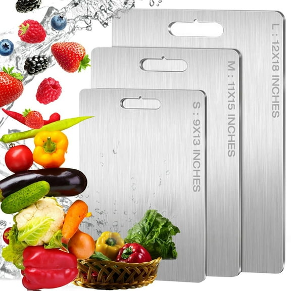 Titanium Cutting Boards For Kitchen, 3Pcs Cut Titanium Cutting Board, Food Grade Quality,Easy To Clean And Will Not Absorb Odors, Suitable For Kitchen Or Outdoor Camping