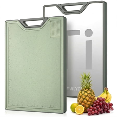 Titanium Cutting Boards for Kitchen, Double-Sided Reusable Chopping Board with Easy-Grip Handle, Non-Porous & Heavy Duty Metal Cutting Board for Meat, Fruit, Vegetable, Dishwasher Safe