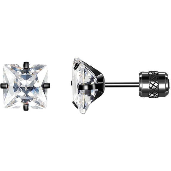 Titanium Cz Screw Back Earrings Hypoallergenic For Sensitive Ears[Z1]