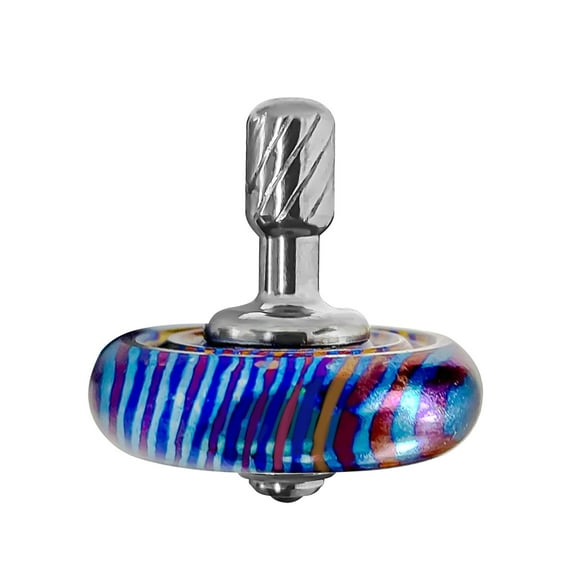Titanium Damascus Spinning Top, Mini Desktop Balance Toy Diameter 26mm