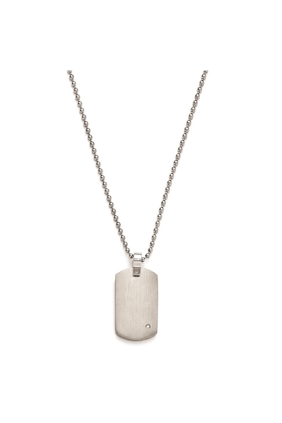 Titanium Dog Tag with diamond and 22 in Bead Chain