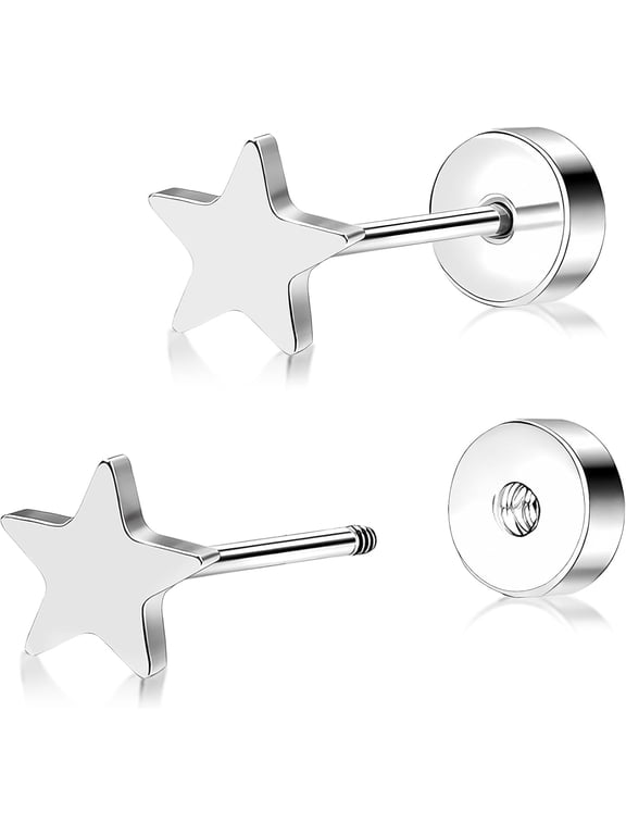 Titanium Dot Earrings 20G Hypoallergenic Disc Studs for Sensitive Ears Screw on Flat Back Nap Earrings, Cute Classic Jewelry Present for Women & Men