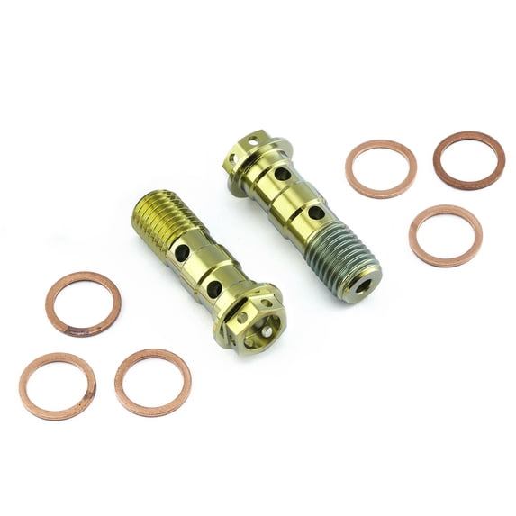 Titanium Double Banjo Bolt Rear Brake Caliper M10x(1.25mm) Race Spec Pack x2