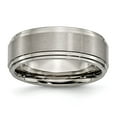 thumbnail image 1 of Titanium Double Step Ridged Edge 8mm Satin and Polished Band Size: 12; for Adults and Teens; for Women and Men, 1 of 6