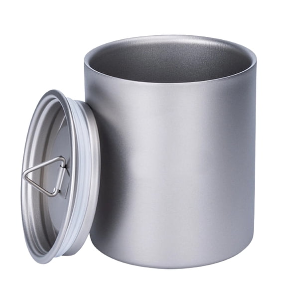Titanium Double Wall Insulated Mug with Lid, Lightweight Travel Tea Cup, Outdoor Camping Cup, Anti-Scald, Portable Coffee Mug, 11.8 oz / 350 ml, 3.1 x 3.7 in / 93 mm x 80 mm