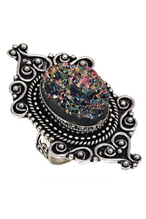 Titanium Drusy Gemstone Handmade Gift For Her Jewelry Ring"6.5"