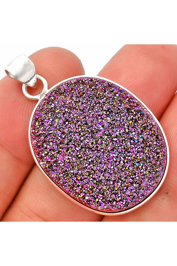 Titanium Druzy 925 Sterling Silver Pendant Jewelry P-1001 SDP148155
