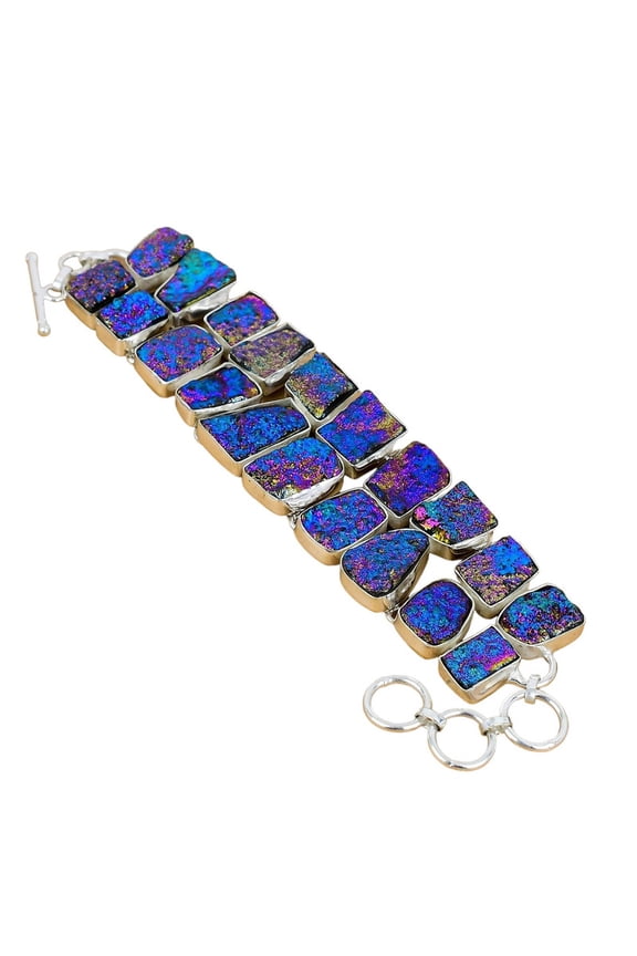 Titanium Druzy Bracelet 925 Sterling Silver | Handcrafted Sparkling Crystal Jewelry for Her