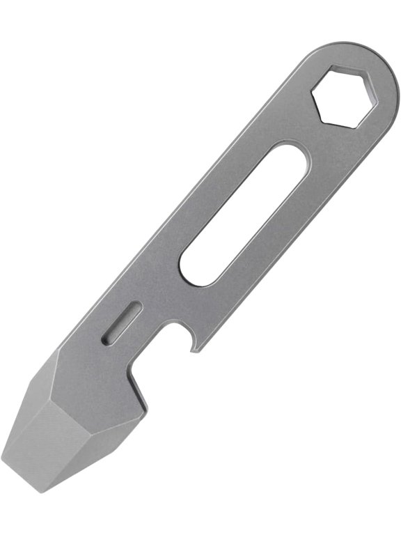 Titanium EDC Pry Bar Multitool Keychain, 4-in-1 Pocket Tool with Bottle Opener, Hex Wrench & 5cm Ruler, Lightweight Outdoor Gear for Camping, Hiking and Everyday Carry, Gray