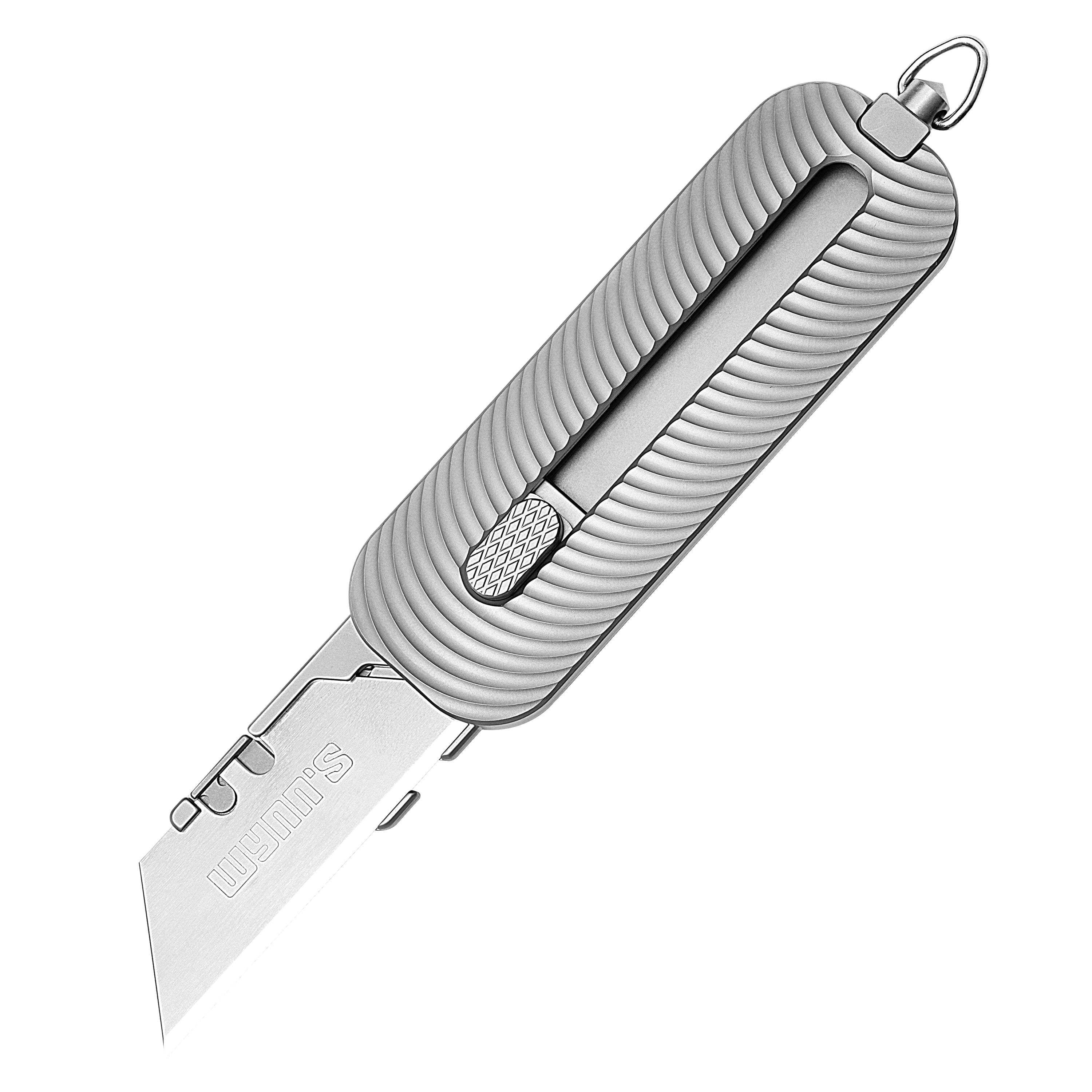 Titanium EDC Utility Knife with Retractable Razor Box Cutter 10pcs Carbon Blades