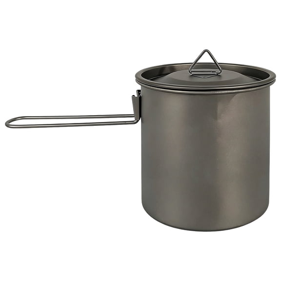 Titanium Eagle Mouth Mug, 25.36 oz / 750 mL Large Capacity Pure Titanium Camping Cooking Pot with Folding Handle, Lightweight 3.6 oz / 103 g Cup, Portable for Outdoor Camping, Picnic, Travel