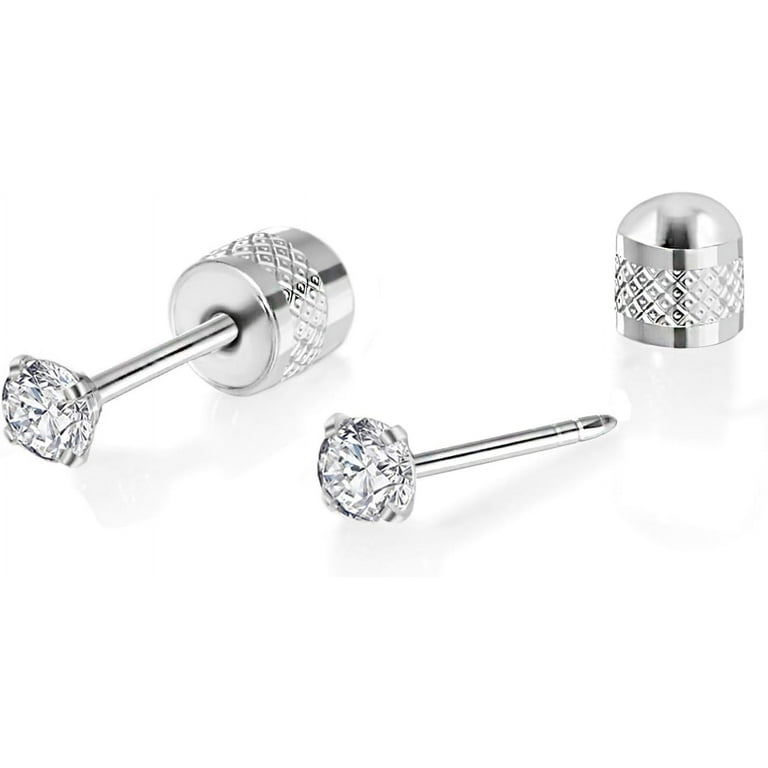 Titanium Earrings Push-in Threadless Flat Back Stud Earrings for