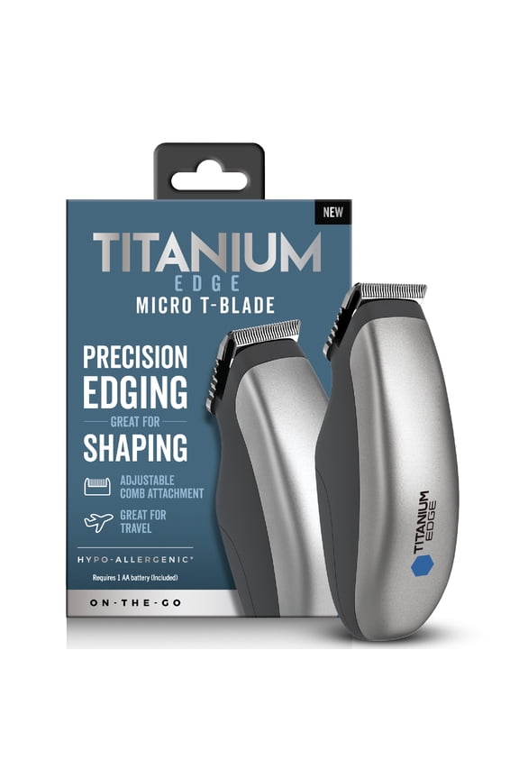 Micro T-Blade  Mens Precision Trimmer for Beard, Mustache & Body Hair  Adjustable Comb, Titanium Blade, Hypoallergenic, Travel Ready
