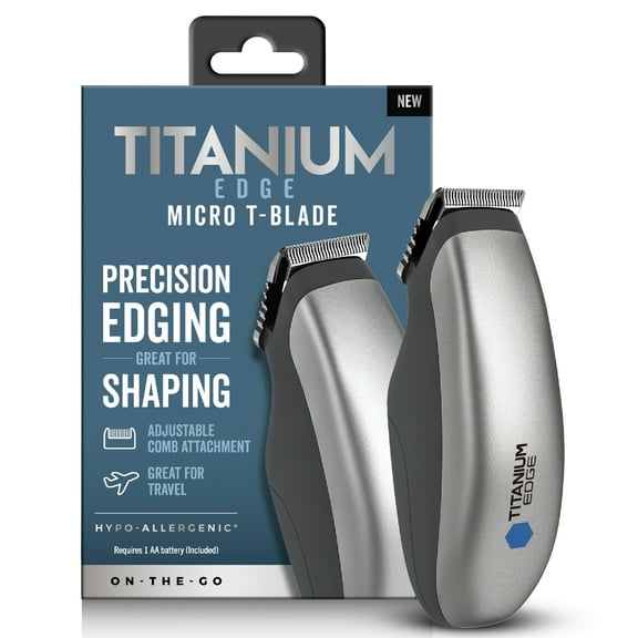 Titanium Edge Micro T-Blade Mens Precision Trimmer for Beard, Mustache & Body Hair Adjustable Comb, Titanium Blade, Hypoallergenic, Travel Ready