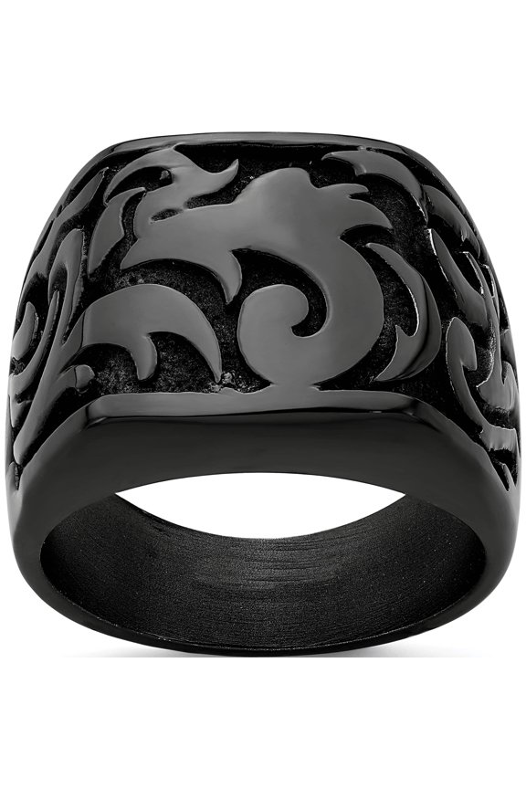 Titanium Edward Mirell Black Ti Casted Design Signet Ring (Size 11) Made In United States emr238-11