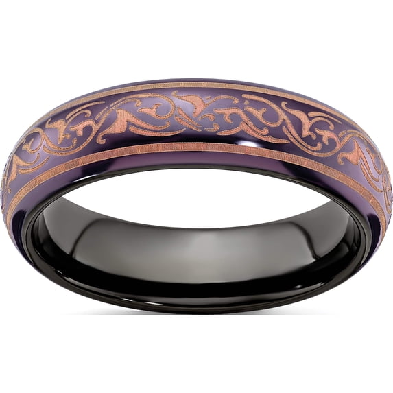 Titanium Edward Mirell Black Ti Domed Anodized Copper Color 6mm Band (Size 5.5) Made In United States emr240-5.5