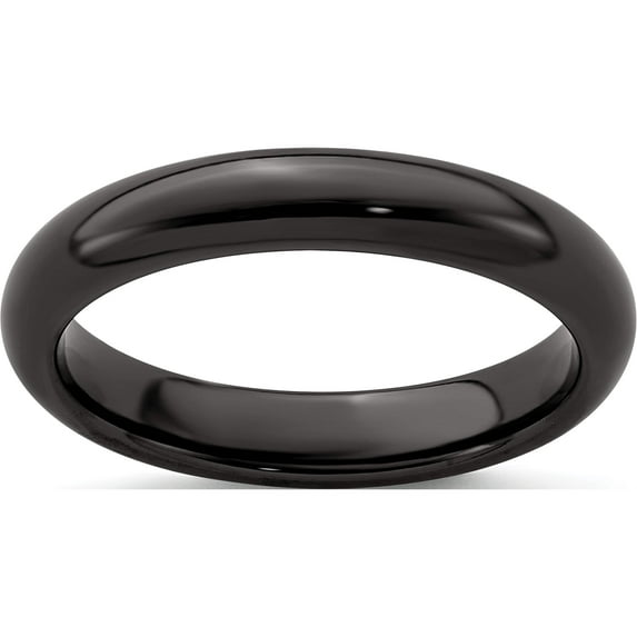 Titanium Edward Mirell Black Ti Polished Domed 4mm Band (Size 8) Made In United States emr123-4mm-8
