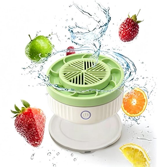 Titanium Electrolysis Fruit and Vegetable Cleaner, Cordless Food Purifier with Intermittent Vortex Tech, IPX7 Waterproof Washing Machine for Meat & Grain