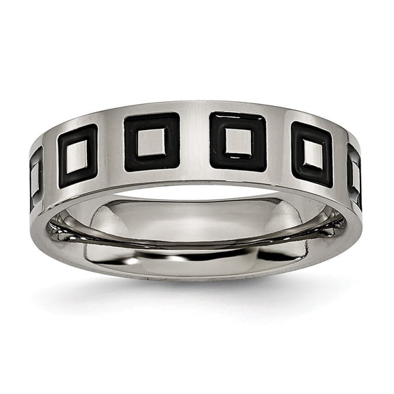 Titanium Enameled Flat 6mm Polished Band Ring - Size 13