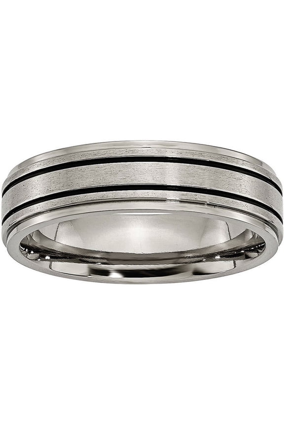 Titanium Enameled Flat 6mm Satin & Polished Band