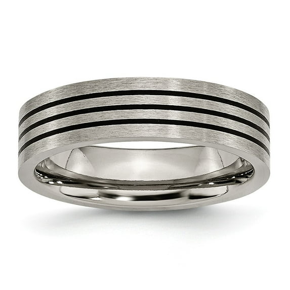 Titanium Enameled Flat 6mm Satin and Polished Band Ring - Size 9
