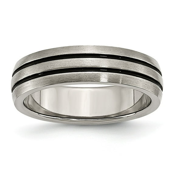 Titanium Enameled Grooved 6mm Satin Band Ring - Size 11.5