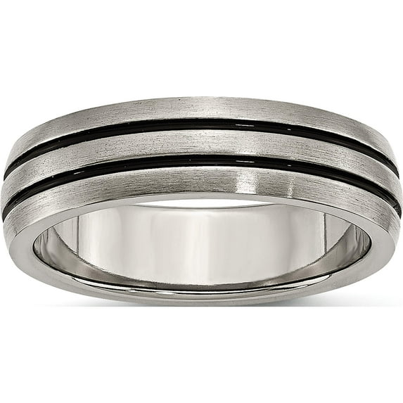 Titanium Enameled Grooved 6mm Satin Band (Size 6) Made In China tb340-6