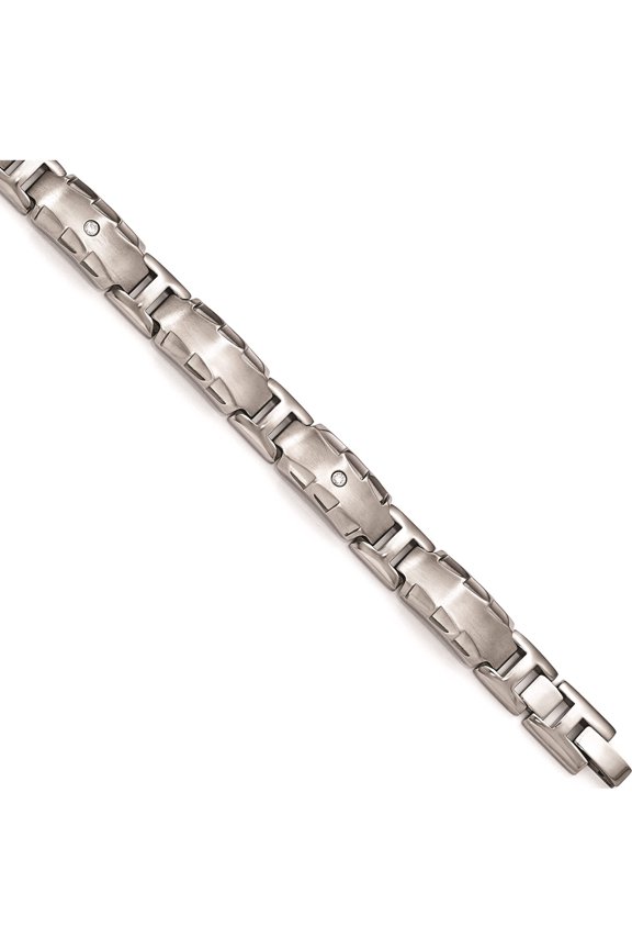 Titanium Facet Edge .12ct Dia Brushed&Polished Link Brace
