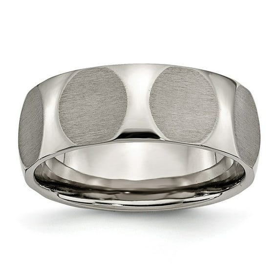 Titanium Faceted 8mm Satin Band Ring - Size 7.5