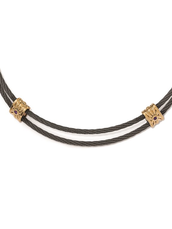 Titanium Fancy Necklace Chain Edward Mirell & Bronze Amethyst Cable 16 inch