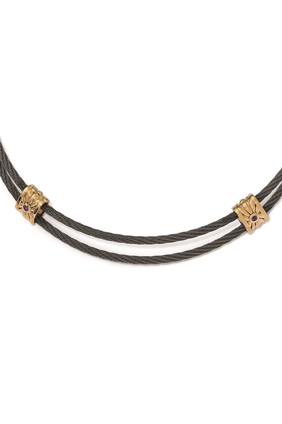 Titanium Fancy Necklace Chain Edward Mirell & Bronze Amethyst Cable 16 inch