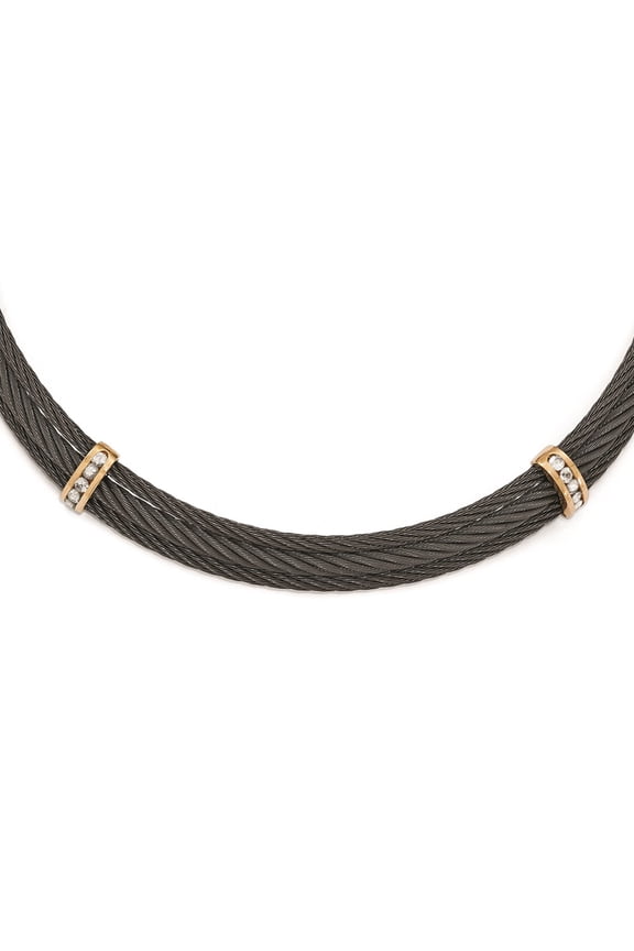 Titanium Fancy Necklace Chain Edward Mirell & Bronze White Sapphire Cable 16 inch