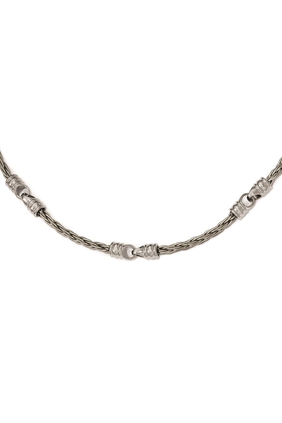 Titanium Fancy Necklace Chain Edward Mirell Brushed Cable & Polished Link 22.5 inch mm