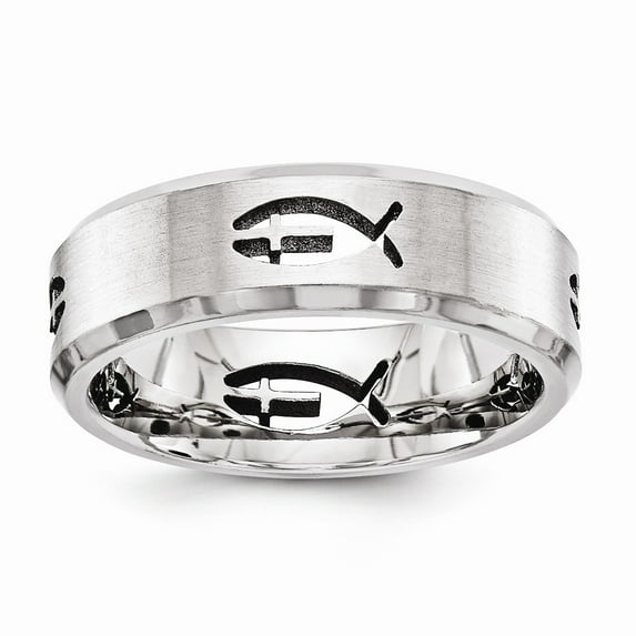 Titanium Fish Cross 7mm Ring