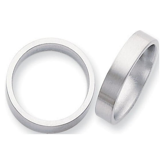 Titanium Flat 5mm Brushed Band Ring - Size 12