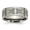 thumbnail image 1 of Titanium Flat 8mm Laser Design Brushed Band, 1 of 6