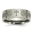 thumbnail image 1 of Titanium Flat 8mm Laser Design Brushed Band, 1 of 6