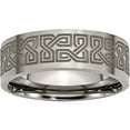 thumbnail image 1 of Titanium Flat 8mm Laser Design Brushed Band, 1 of 9