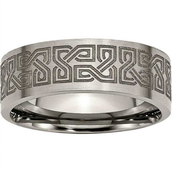 Titanium Flat 8mm Laser Design Brushed Band